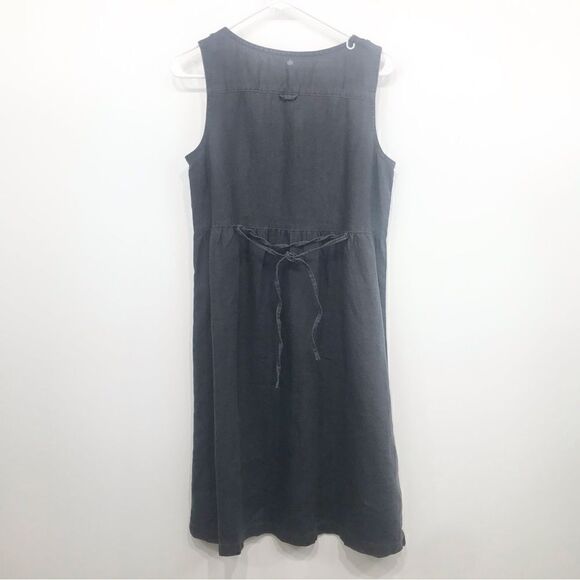 G1 Goods Summer Slate Gray 100% Linen Sleeveless Button Down Dress with Pockets - Picture 3 of 15